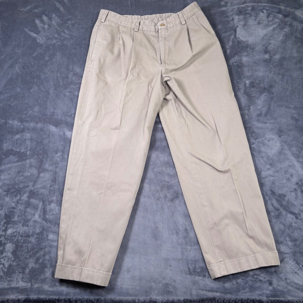 Bills Khakis M2 Classic Fit Pleated Chino Pants Mens 35 Tan Cotton Made in USA